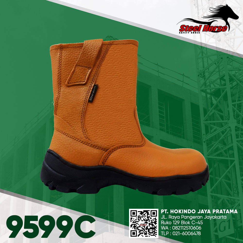 9599C - Sepatu Safety High Boots Coklat Muda